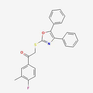 molecular formula C24H18FNO2S B7755795 2-[(4,5-Diphenyl-1,3-oxazol-2-yl)sulfanyl]-1-(4-fluoro-3-methylphenyl)ethanone 