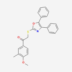 molecular formula C25H21NO3S B7755798 2-[(4,5-Diphenyl-1,3-oxazol-2-yl)sulfanyl]-1-(4-methoxy-3-methylphenyl)ethanone 