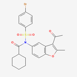 N-(3-acetyl-2-methyl-1-benzofuran-5-yl)-N-(4-bromophenyl)sulfonylcyclohexanecarboxamide