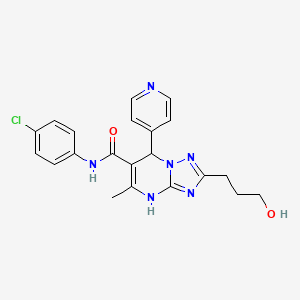 molecular formula C21H21ClN6O2 B7755851 N-(4-chlorophenyl)-2-(3-hydroxypropyl)-5-methyl-7-pyridin-4-yl-4,7-dihydro-[1,2,4]triazolo[1,5-a]pyrimidine-6-carboxamide 