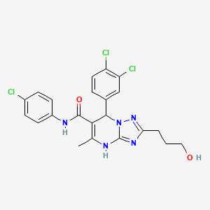 molecular formula C22H20Cl3N5O2 B7755857 N-(4-chlorophenyl)-7-(3,4-dichlorophenyl)-2-(3-hydroxypropyl)-5-methyl-4H,7H-[1,2,4]triazolo[1,5-a]pyrimidine-6-carboxamide 
