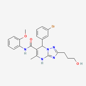 molecular formula C23H24BrN5O3 B7755866 7-(3-bromophenyl)-2-(3-hydroxypropyl)-N-(2-methoxyphenyl)-5-methyl-4,7-dihydro[1,2,4]triazolo[1,5-a]pyrimidine-6-carboxamide 
