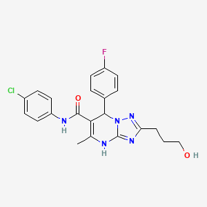 molecular formula C22H21ClFN5O2 B7755872 N-(4-chlorophenyl)-7-(4-fluorophenyl)-2-(3-hydroxypropyl)-5-methyl-4H,7H-[1,2,4]triazolo[1,5-a]pyrimidine-6-carboxamide 