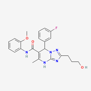 molecular formula C23H24FN5O3 B7755880 7-(3-fluorophenyl)-2-(3-hydroxypropyl)-N-(2-methoxyphenyl)-5-methyl-4H,7H-[1,2,4]triazolo[1,5-a]pyrimidine-6-carboxamide 