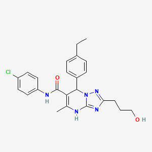 molecular formula C24H26ClN5O2 B7755901 N-(4-chlorophenyl)-7-(4-ethylphenyl)-2-(3-hydroxypropyl)-5-methyl-4H,7H-[1,2,4]triazolo[1,5-a]pyrimidine-6-carboxamide 