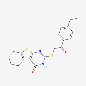 molecular formula C20H20N2O2S2 B7755988 1-(4-Ethylphenyl)-2-[(4-hydroxy-5,6,7,8-tetrahydro[1]benzothieno[2,3-d]pyrimidin-2-yl)sulfanyl]ethanone 