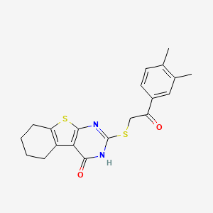 molecular formula C20H20N2O2S2 B7755998 1-(3,4-Dimethylphenyl)-2-[(4-hydroxy-5,6,7,8-tetrahydro[1]benzothieno[2,3-d]pyrimidin-2-yl)sulfanyl]ethanone 