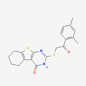 molecular formula C20H20N2O2S2 B7755999 1-(2,4-Dimethylphenyl)-2-[(4-hydroxy-5,6,7,8-tetrahydro[1]benzothieno[2,3-d]pyrimidin-2-yl)sulfanyl]ethanone 