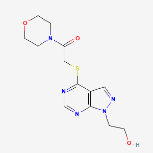 molecular formula C13H17N5O3S B7756113 2-[1-(2-Hydroxyethyl)pyrazolo[3,4-d]pyrimidin-4-yl]sulfanyl-1-morpholin-4-ylethanone 