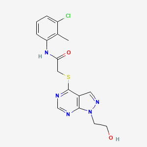 molecular formula C16H16ClN5O2S B7756116 N-(3-chloro-2-methylphenyl)-2-{[1-(2-hydroxyethyl)-1H-pyrazolo[3,4-d]pyrimidin-4-yl]sulfanyl}acetamide 