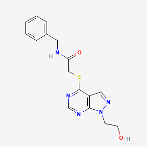 molecular formula C16H17N5O2S B7756126 N-benzyl-2-((1-(2-hydroxyethyl)-1H-pyrazolo[3,4-d]pyrimidin-4-yl)thio)acetamide 
