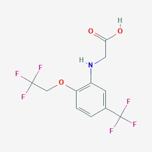 molecular formula C11H9F6NO3 B7756194 2-((2-(2,2,2-Trifluoroethoxy)-5-(trifluoromethyl)phenyl)amino)acetic acid 