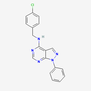 molecular formula C18H14ClN5 B7756204 N-[(4-chlorophenyl)methyl]-1-phenyl-1H-pyrazolo[3,4-d]pyrimidin-4-amine 