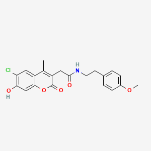 molecular formula C21H20ClNO5 B7756236 2-(6-chloro-7-hydroxy-4-methyl-2-oxo-2H-chromen-3-yl)-N-[2-(4-methoxyphenyl)ethyl]acetamide 