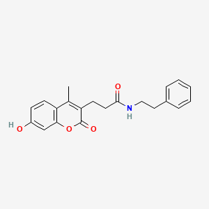 molecular formula C21H21NO4 B7756273 3-(7-hydroxy-4-methyl-2-oxo-2H-chromen-3-yl)-N-(2-phenylethyl)propanamide 