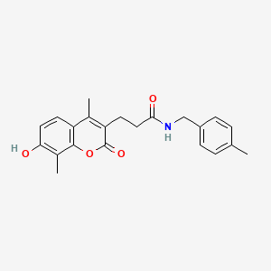 molecular formula C22H23NO4 B7756288 3-(7-hydroxy-4,8-dimethyl-2-oxo-2H-chromen-3-yl)-N-(4-methylbenzyl)propanamide 