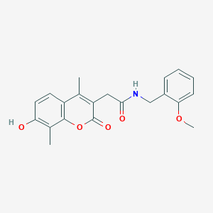 molecular formula C21H21NO5 B7756299 2-(7-hydroxy-4,8-dimethyl-2-oxo-2H-chromen-3-yl)-N-(2-methoxybenzyl)acetamide 