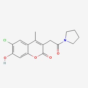 molecular formula C16H16ClNO4 B7756305 6-chloro-7-hydroxy-4-methyl-3-(2-oxo-2-pyrrolidin-1-ylethyl)-2H-chromen-2-one 
