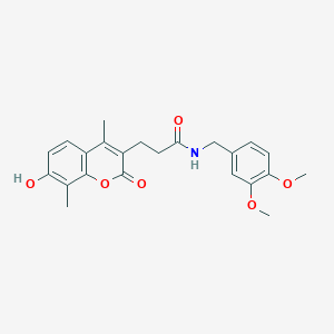 molecular formula C23H25NO6 B7756312 N-(3,4-dimethoxybenzyl)-3-(7-hydroxy-4,8-dimethyl-2-oxo-2H-chromen-3-yl)propanamide 