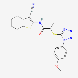 molecular formula C20H20N6O2S2 B7756327 N-(3-cyano-4,5,6,7-tetrahydro-1-benzothiophen-2-yl)-2-{[1-(4-methoxyphenyl)-1H-tetrazol-5-yl]sulfanyl}propanamide 