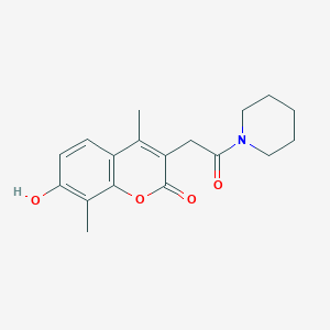 molecular formula C18H21NO4 B7756349 7-hydroxy-4,8-dimethyl-3-(2-oxo-2-piperidin-1-ylethyl)-2H-chromen-2-one 