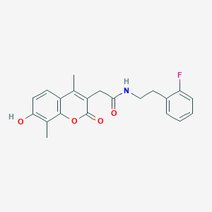 molecular formula C21H20FNO4 B7756352 N~1~-(2-fluorophenethyl)-2-(7-hydroxy-4,8-dimethyl-2-oxo-2H-chromen-3-yl)acetamide 
