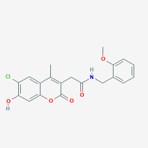 molecular formula C20H18ClNO5 B7756363 2-(6-chloro-7-hydroxy-4-methyl-2-oxo-2H-chromen-3-yl)-N-(2-methoxybenzyl)acetamide 
