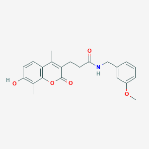 molecular formula C22H23NO5 B7756364 3-(7-hydroxy-4,8-dimethyl-2-oxo-2H-chromen-3-yl)-N-(3-methoxybenzyl)propanamide 