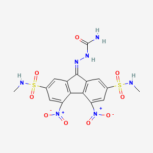 molecular formula C16H15N7O9S2 B7756411 [[2,7-Bis(methylsulfamoyl)-4,5-dinitrofluoren-9-ylidene]amino]urea 