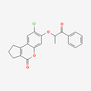 molecular formula C21H17ClO4 B7756422 8-chloro-7-(1-methyl-2-oxo-2-phenylethoxy)-2,3-dihydrocyclopenta[c]chromen-4(1H)-one 