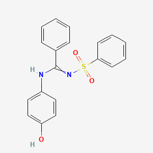 molecular formula C19H16N2O3S B7756458 N'-(benzenesulfonyl)-N-(4-hydroxyphenyl)benzenecarboximidamide 