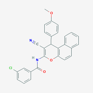 molecular formula C28H19ClN2O3 B7756488 3-chloro-N-[2-cyano-1-(4-methoxyphenyl)-1H-benzo[f]chromen-3-yl]benzamide 