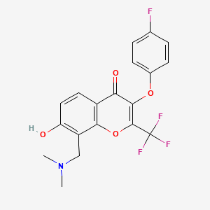 molecular formula C19H15F4NO4 B7756541 8-[(Dimethylamino)methyl]-3-(4-fluorophenoxy)-7-hydroxy-2-(trifluoromethyl)chromen-4-one 