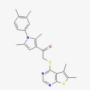 molecular formula C24H25N3OS2 B7756570 1-[1-(3,4-Dimethylphenyl)-2,5-dimethylpyrrol-3-yl]-2-(5,6-dimethylthieno[2,3-d]pyrimidin-4-yl)sulfanylethanone CAS No. 315697-00-8
