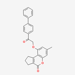 molecular formula C27H22O4 B7756594 9-[2-(4-biphenylyl)-2-oxoethoxy]-7-methyl-2,3-dihydrocyclopenta[c]chromen-4(1H)-one 