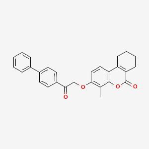 molecular formula C28H24O4 B7756599 3-[2-(4-biphenylyl)-2-oxoethoxy]-4-methyl-7,8,9,10-tetrahydro-6H-benzo[c]chromen-6-one 