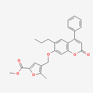 molecular formula C26H24O6 B7756607 methyl 5-methyl-4-{[(2-oxo-4-phenyl-6-propyl-2H-chromen-7-yl)oxy]methyl}-2-furoate 