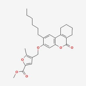 molecular formula C27H32O6 B7756611 methyl 4-{[(2-hexyl-6-oxo-7,8,9,10-tetrahydro-6H-benzo[c]chromen-3-yl)oxy]methyl}-5-methylfuran-2-carboxylate 