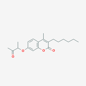 molecular formula C20H26O4 B7756619 3-hexyl-4-methyl-7-(1-methyl-2-oxopropoxy)-2H-chromen-2-one 