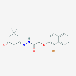 molecular formula C20H21BrN2O3 B7756635 2-[(1-bromo-2-naphthyl)oxy]-N'-(3,3-dimethyl-5-oxocyclohexylidene)acetohydrazide 