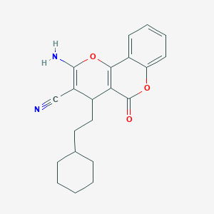 2-amino-4-(2-cyclohexylethyl)-5-oxo-4H,5H-pyrano[3,2-c]chromene-3-carbonitrile