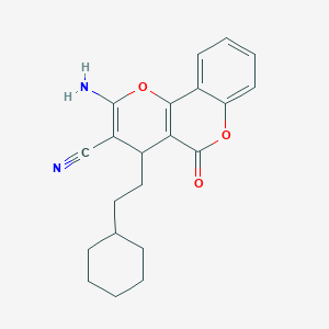 molecular formula C21H22N2O3 B7756665 2-amino-4-(2-cyclohexylethyl)-5-oxo-4H,5H-pyrano[3,2-c]chromene-3-carbonitrile 