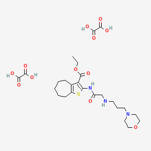 molecular formula C25H37N3O12S B7756699 ethyl 2-[[2-(3-morpholin-4-ylpropylamino)acetyl]amino]-5,6,7,8-tetrahydro-4H-cyclohepta[b]thiophene-3-carboxylate;oxalic acid 