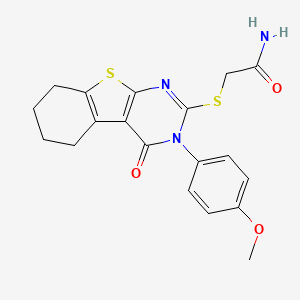 molecular formula C19H19N3O3S2 B7756755 2-{[3-(4-Methoxyphenyl)-4-oxo-3,4,5,6,7,8-hexahydro[1]benzothieno[2,3-d]pyrimidin-2-yl]sulfanyl}acetamide CAS No. 372087-98-4