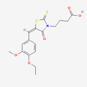 molecular formula C17H19NO5S2 B7756805 4-[(5E)-5-(4-ethoxy-3-methoxybenzylidene)-4-oxo-2-thioxo-1,3-thiazolidin-3-yl]butanoic acid 