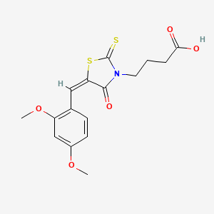 molecular formula C16H17NO5S2 B7756813 4-[(5E)-5-(2,4-dimethoxybenzylidene)-4-oxo-2-thioxo-1,3-thiazolidin-3-yl]butanoic acid 