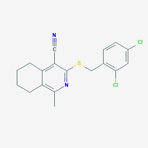 molecular formula C18H16Cl2N2S B7756827 3-[(2,4-Dichlorobenzyl)sulfanyl]-1-methyl-5,6,7,8-tetrahydroisoquinoline-4-carbonitrile 