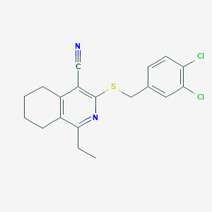 molecular formula C19H18Cl2N2S B7756828 3-[(3,4-Dichlorobenzyl)thio]-1-ethyl-5,6,7,8-tetrahydroisoquinoline-4-carbonitrile 