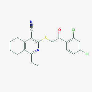 molecular formula C20H18Cl2N2OS B7756829 3-{[2-(2,4-Dichlorophenyl)-2-oxoethyl]sulfanyl}-1-ethyl-5,6,7,8-tetrahydroisoquinoline-4-carbonitrile 