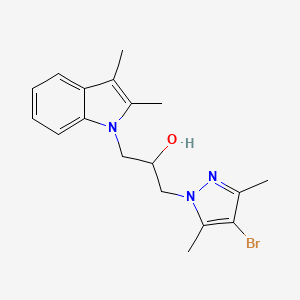 molecular formula C18H22BrN3O B7756838 1-(4-bromo-3,5-dimethyl-1H-pyrazol-1-yl)-3-(2,3-dimethyl-1H-indol-1-yl)propan-2-ol 